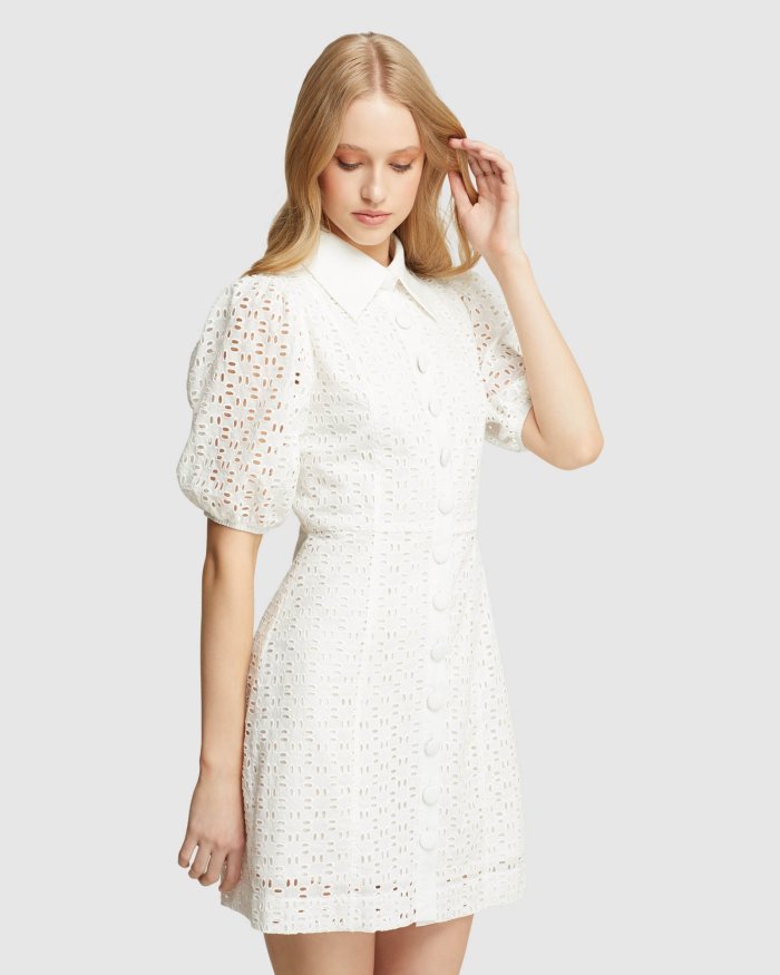 SHORE BRODERIE SHIRT DRESS