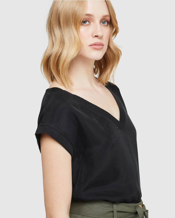 INGA WOVEN FRONT T-SHIRT