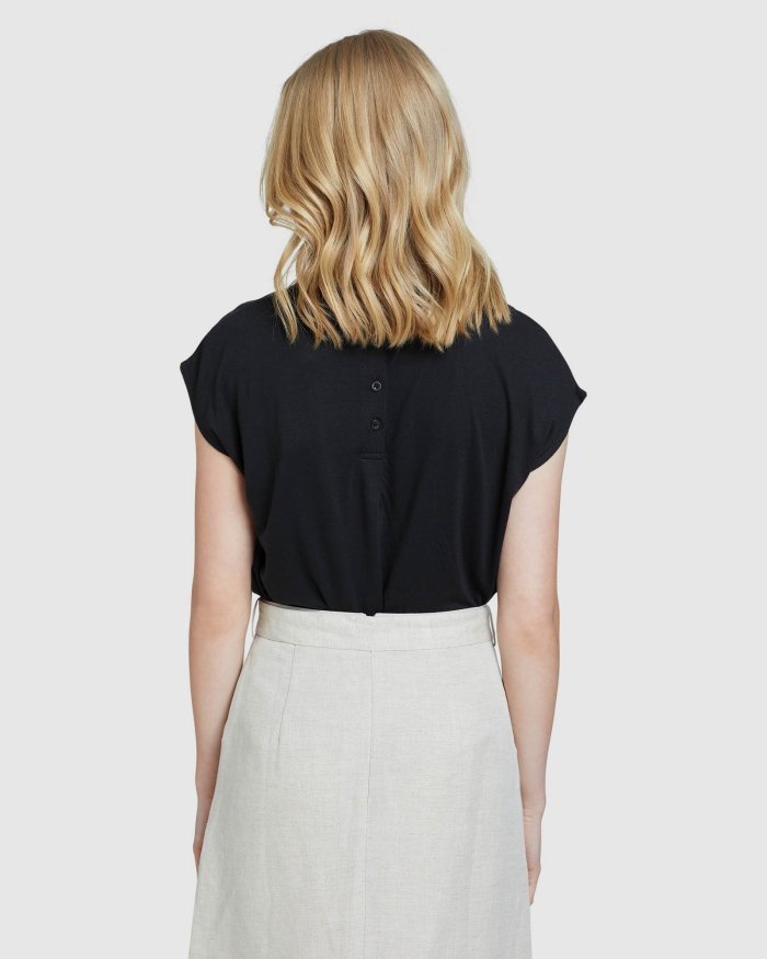LAUREN WOVEN FRONT T-SHIRT
