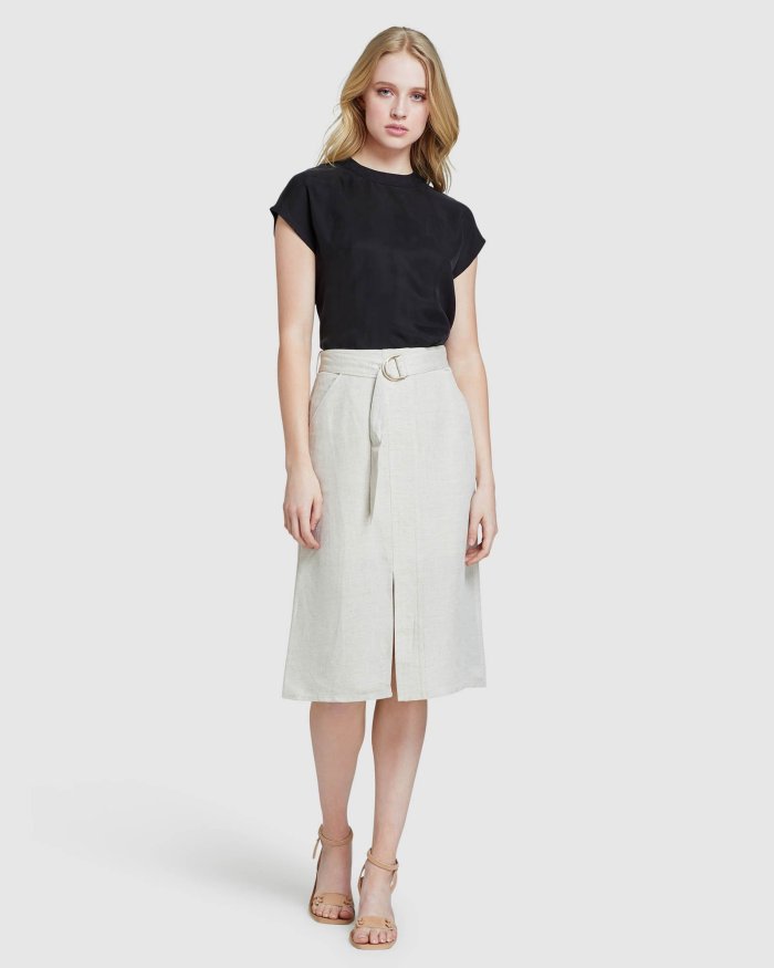 LAUREN WOVEN FRONT T-SHIRT