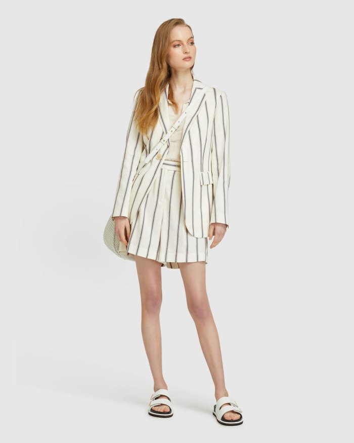 LOLA STRIPED LINEN BLEND JACKET