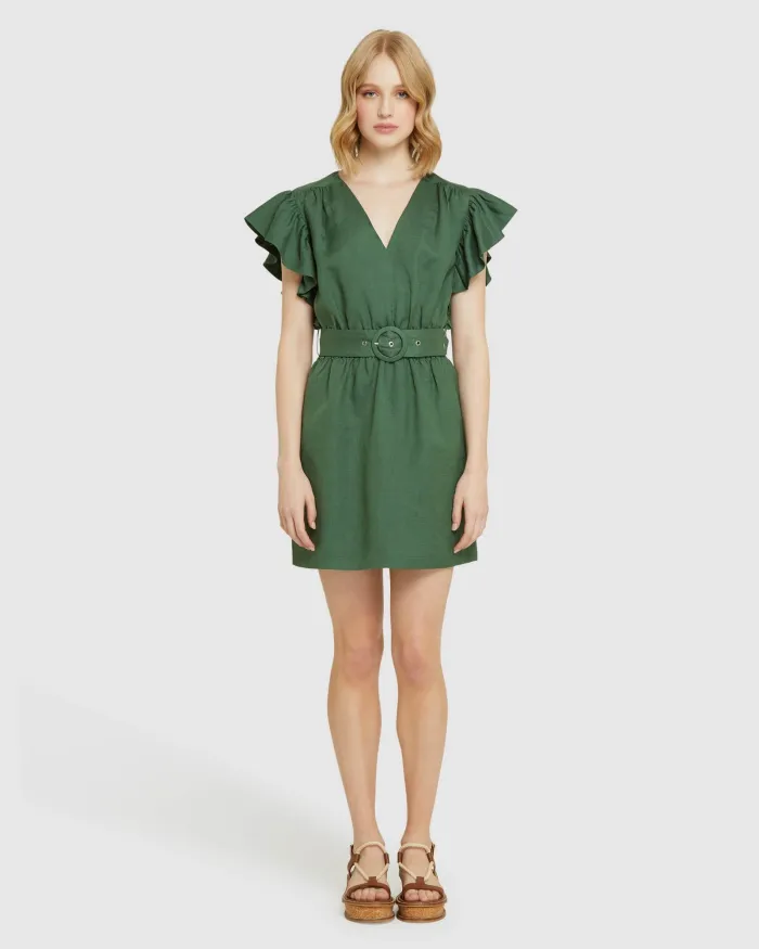 ALEXIS-ROSE LINEN BLEND DRESS