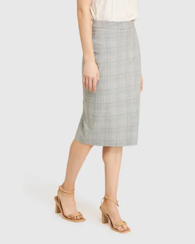 PEGGY ECO CHECK SUIT SKIRT