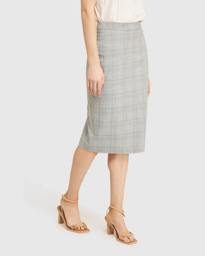 PEGGY ECO CHECK SUIT SKIRT