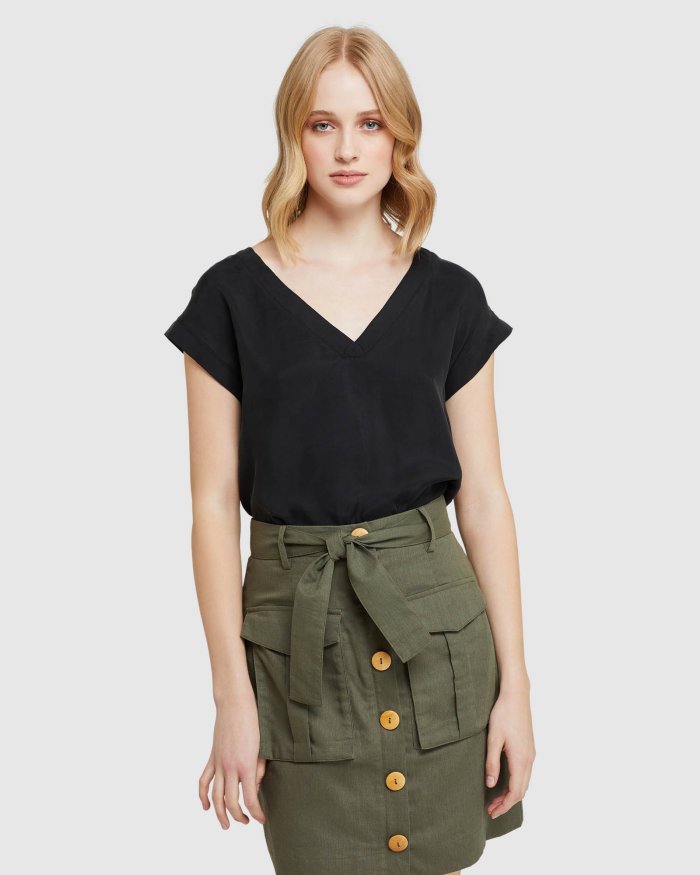INGA WOVEN FRONT T-SHIRT