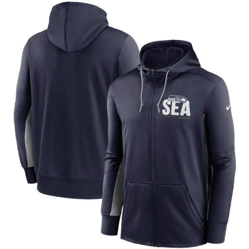 Seattle Seahawks Nike Mascot Performance Full-Zip Hoodie - College Navy/Gray