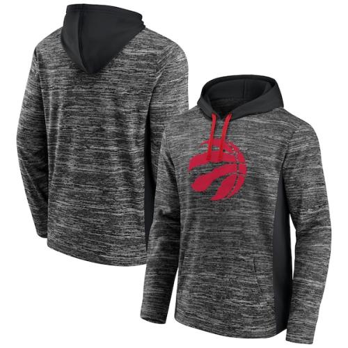 Toronto Raptors Fanatics Branded Instant Replay Colorblocked Pullover Hoodie - Heathered Charcoal/Black