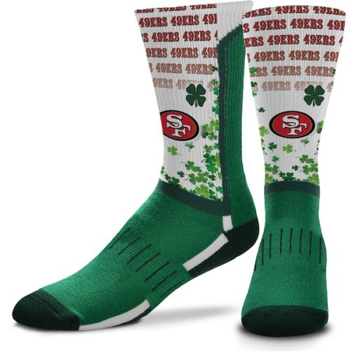 San Francisco 49ers For Bare Feet Four Leaf St. Patrick's Day V-Curve Crew Socks