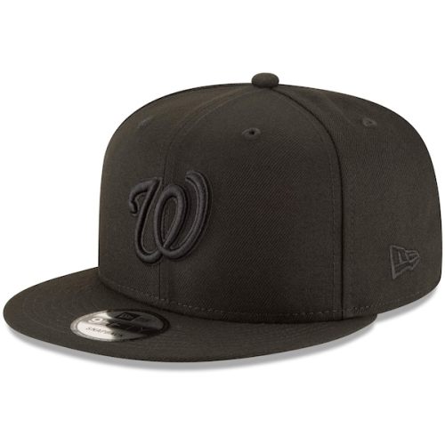 Washington Nationals New Era Black on Black 9FIFTY Team Snapback Adjustable Hat - Black
