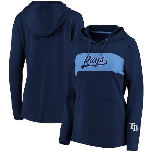 Tampa Bay Rays Fanatics Branded Women's Tri-Blend Colorblock Pullover Hoodie - Navy