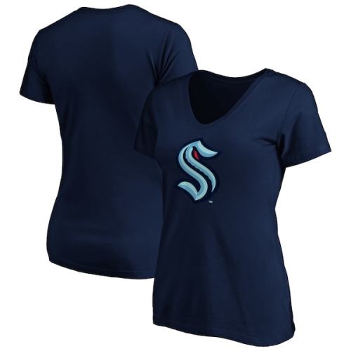Seattle Kraken Fanatics Branded Women's Primary Logo V-Neck T-Shirt - Navy