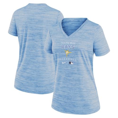 Tampa Bay Rays Nike Women's Authentic Collection Velocity Space-Dye Performance V-Neck T-Shirt - Light Blue