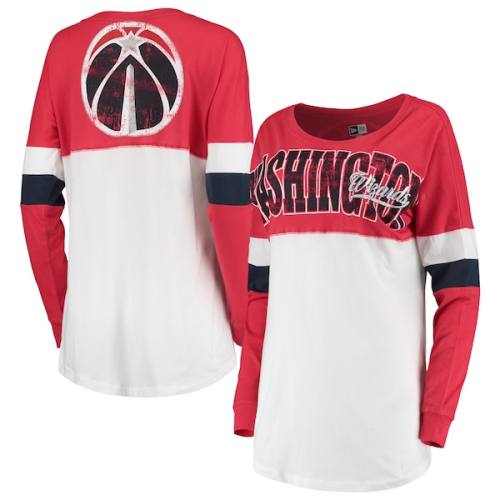 Washington Wizards New Era Women's Baby Jersey Contrast Long Sleeve Crew Neck T-Shirt - White/Red