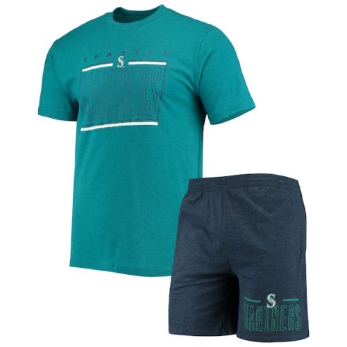 Seattle Mariners Concepts Sport Meter T-Shirt and Shorts Sleep Set - Navy/Aqua
