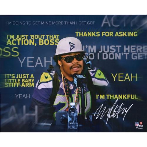 Marshawn Lynch Seattle Seahawks Fanatics Authentic Autographed 16" x 20" Famous Career Press Conference Quotes Collage Photograph