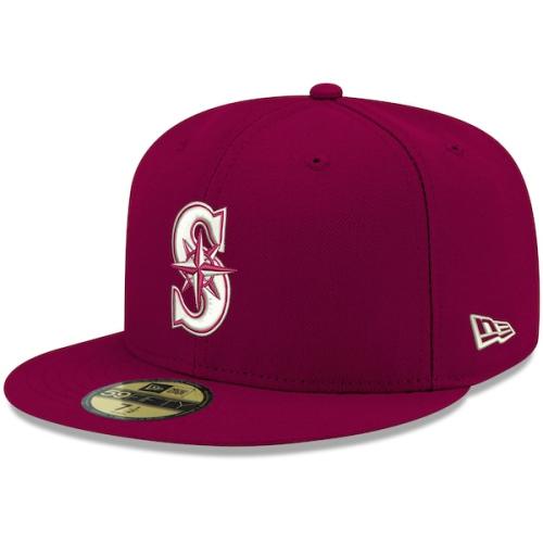 Seattle Mariners New Era Logo White 59FIFTY Fitted Hat - Cardinal