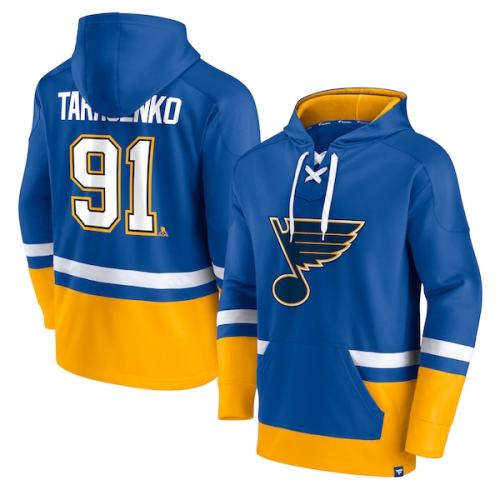 Vladimir Tarasenko St. Louis Blues Fanatics Branded Player Lace-Up V-Neck Pullover Hoodie - Blue/Gold