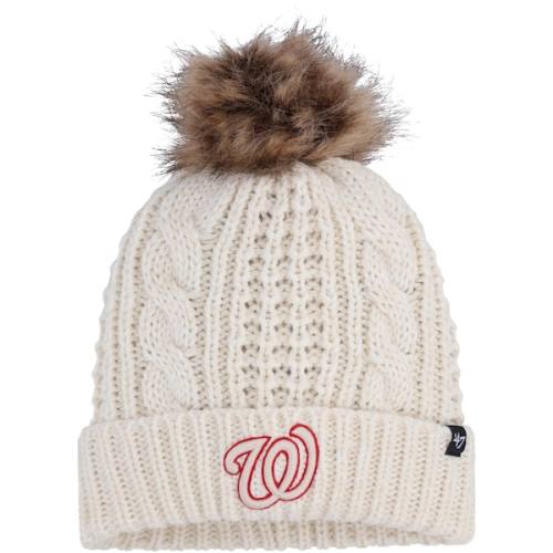 Washington Nationals '47 Women's Meeko Cuffed Knit Hat with Pom - Cream