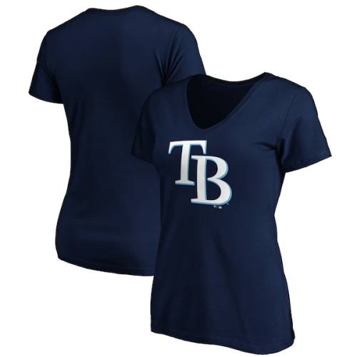 Tampa Bay Rays Fanatics Branded Women's Core Official Logo V-Neck T-Shirt - Navy