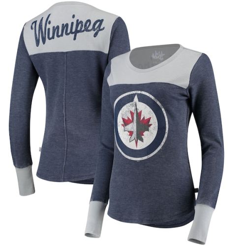 Winnipeg Jets Touch by Alyssa Milano Women's Blindside Thermal Long Sleeve Tri-Blend T-Shirt - Navy