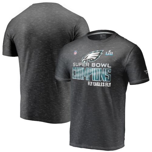 Philadelphia Eagles NFL Pro Line by Fanatics Branded Super Bowl LII Champions Trophy Collection Locker Room T-Shirt - Heather Black