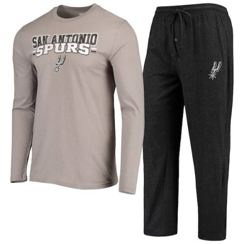San Antonio Spurs Concepts Sport Long Sleeve T-Shirt & Pants Sleep Set - Gray/Black