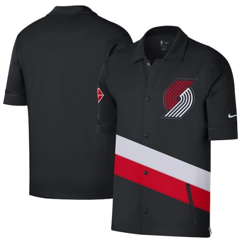 Portland Trail Blazers Nike 2021/22 City Edition Therma Flex Showtime Short Sleeve Full-Snap Collar Jacket - Black/Red