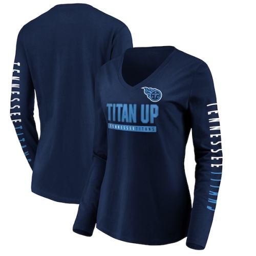 Tennessee Titans Fanatics Branded Women's Slogan V-Neck Long Sleeve T-Shirt - Navy