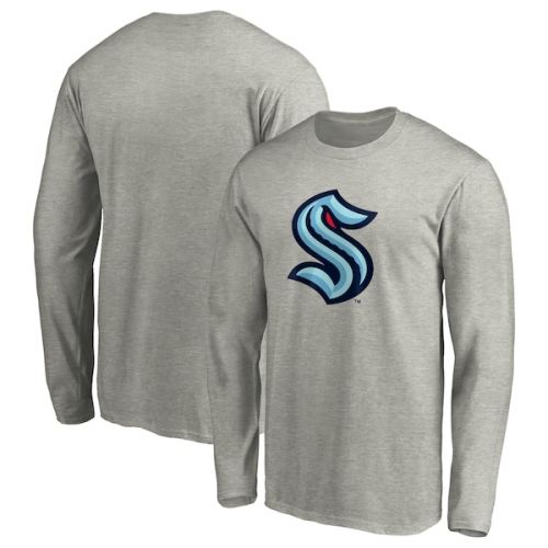 Seattle Kraken Fanatics Branded Primary Logo Long Sleeve T-Shirt - Heather Gray