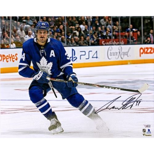 Auston Matthews Toronto Maple Leafs Fanatics Authentic Autographed 16" x 20" Blue Jersey Stopping Photograph