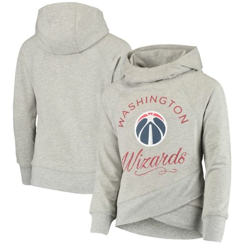 Washington Wizards Girls Youth Over the Logo Raglan Tri-Blend Pullover Hoodie - Heathered Gray