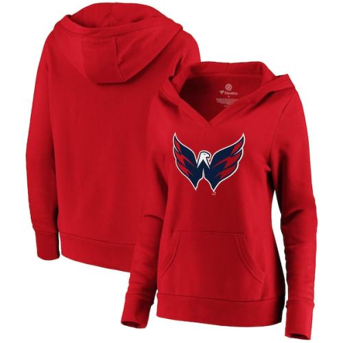 Washington Capitals Fanatics Branded Women's Primary Logo V-Neck Pullover Hoodie - Red