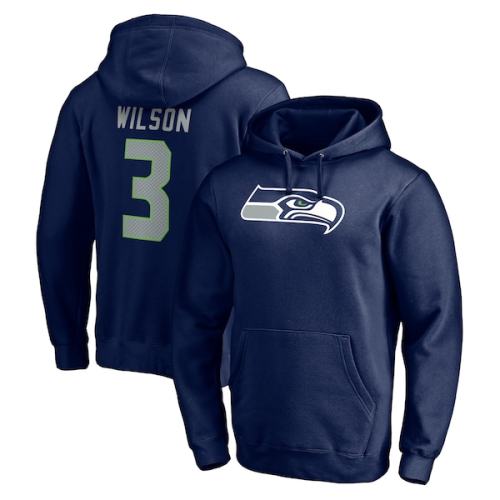 Russell Wilson Seattle Seahawks Fanatics Branded Player Icon Name & Number Pullover Hoodie - College Navy