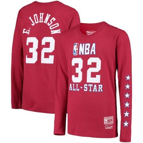Magic Johnson Western Conference Mitchell & Ness Youth All Star Name & Number Long Sleeve T-Shirt - Red