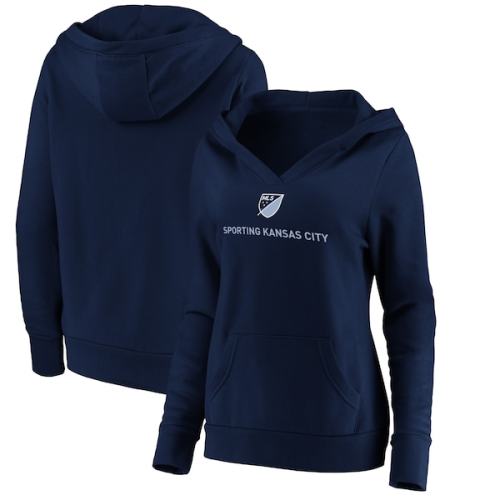 Sporting Kansas City Fanatics Branded Women's Shielded Logo Pullover Hoodie - Navy
