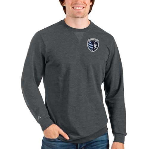 Sporting Kansas City Antigua Reward Crewneck Pullover Sweatshirt - Heathered Charcoal