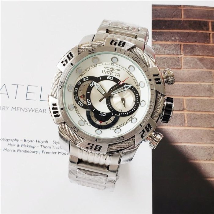Invicta Reserve 52.5mm Bolt Swiss Quartz Chronograph Bracelet Watch Silvcr-Whitc