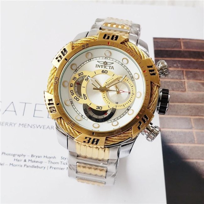 Invicta Reserve 52.5mm Bolt Swiss Quartz Chronograph Bracelet Watch Gold-White