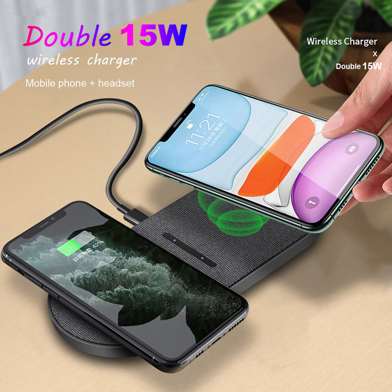 Dual 15W 2-in-1 Wireless Charger