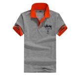 Stussy 斯圖西 工作服 立領polo衫 上衣 商務polo衫 團體服 拼色 短袖 男士翻領短袖 短T 透氣排汗 翻領拼色短T 經典款 餐飲團服