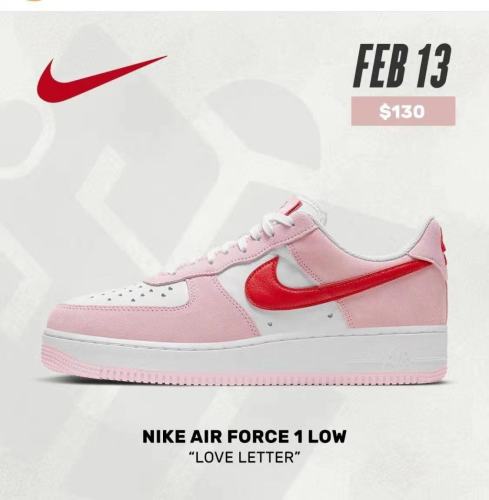 Nike Air Force 1 AF1情人節白粉色低幫上衣DD3384-600 36-45