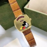 米奇35毫米古馳中性款迪士尼x古馳握把系列手錶迪士尼x古馳迪士尼，不銹鋼錶殼