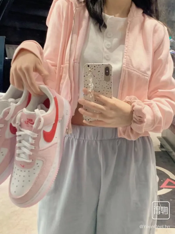 Nike Air Force 1 AF1情人節白粉色低幫上衣DD3384-600 36-45