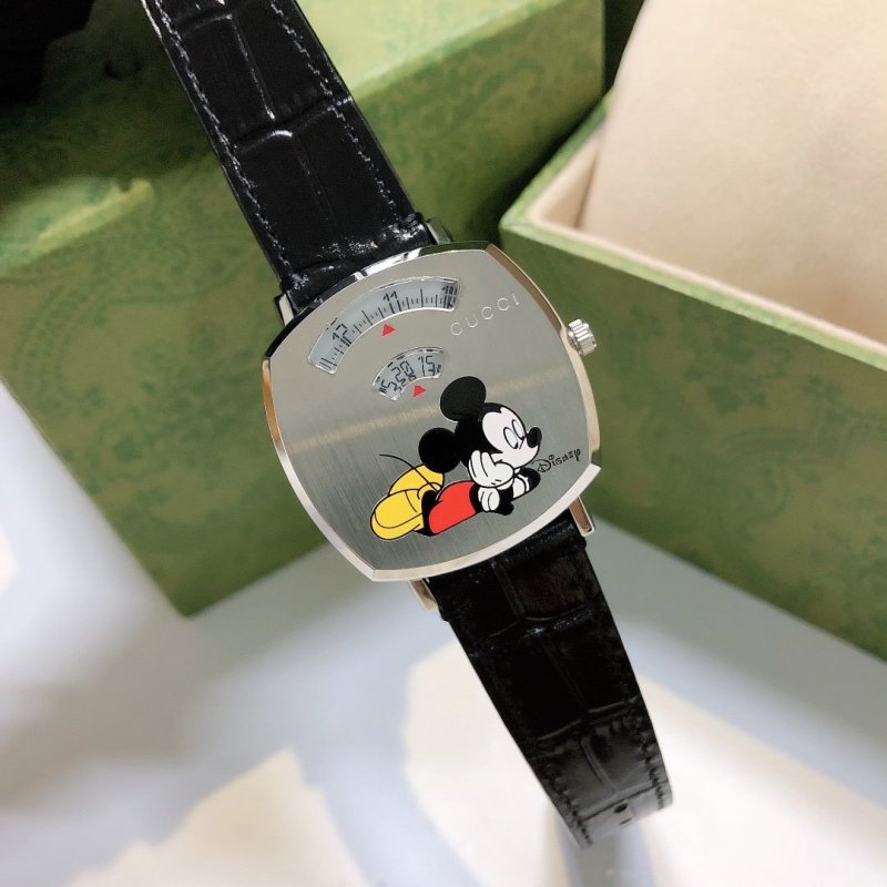 米奇35毫米古馳中性款迪士尼x古馳握把系列手錶迪士尼x古馳迪士尼，不銹鋼錶殼