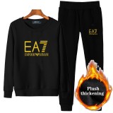 EA7秋冬加天鵝絨填充運動衫運動套裝