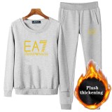 EA7秋冬加天鵝絨填充運動衫運動套裝