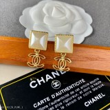 Chanel小香早夏新款埃及系列方形珍珠雙c耳釘 女生耳墜 香奈兒耳環 耳釘