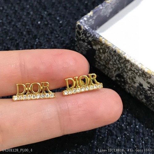 00013_X128PL00_Dior迪奧新款復古字母耳釘專櫃一致黃銅材質采用復古金色作為主要顏
