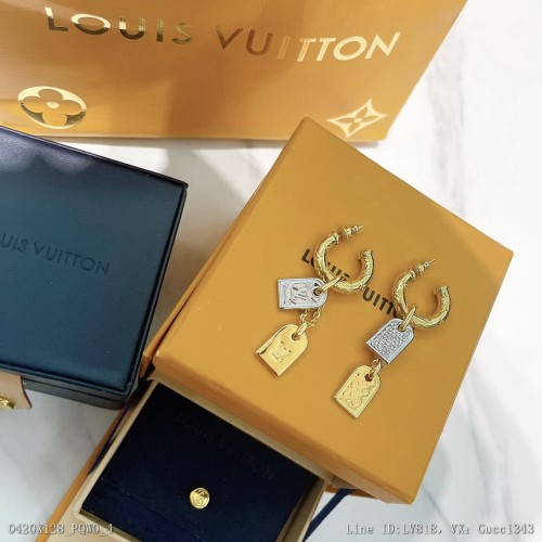 00099_X128PQW0_B536LV22年新款金銀滿鑽雙牌雙色耳環LouisVuitton路易威登