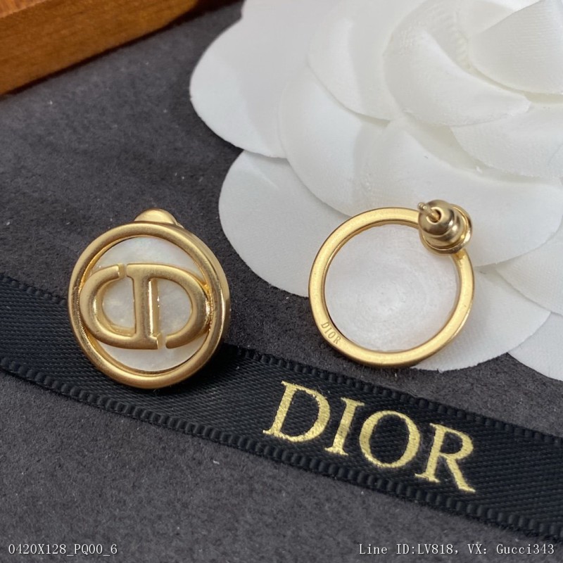 00011_X128PQ00_Dior迪奧新款復古字母CD耳釘專櫃一致黃銅材質采用復古金色作為主